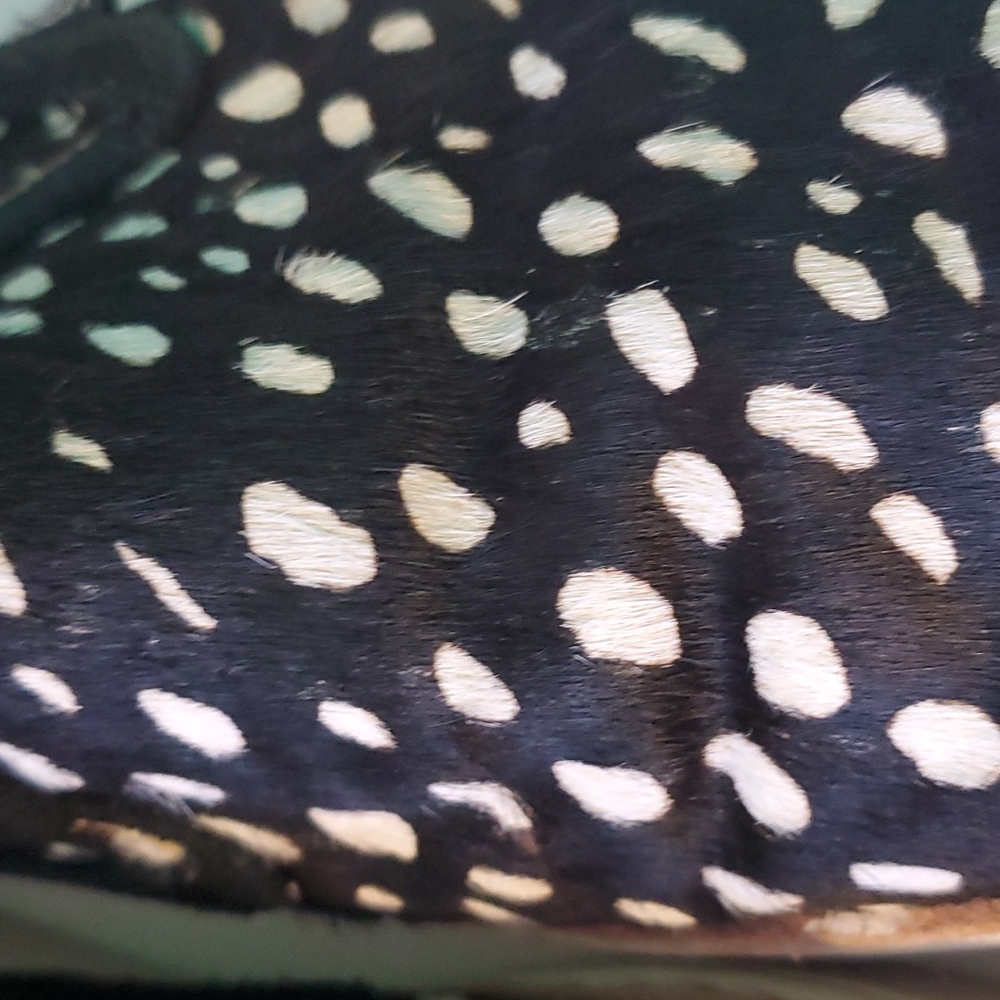 UGG women's 7.5 calf hair black and white poka dot slip on loafer shoes - Picture 7 of 8